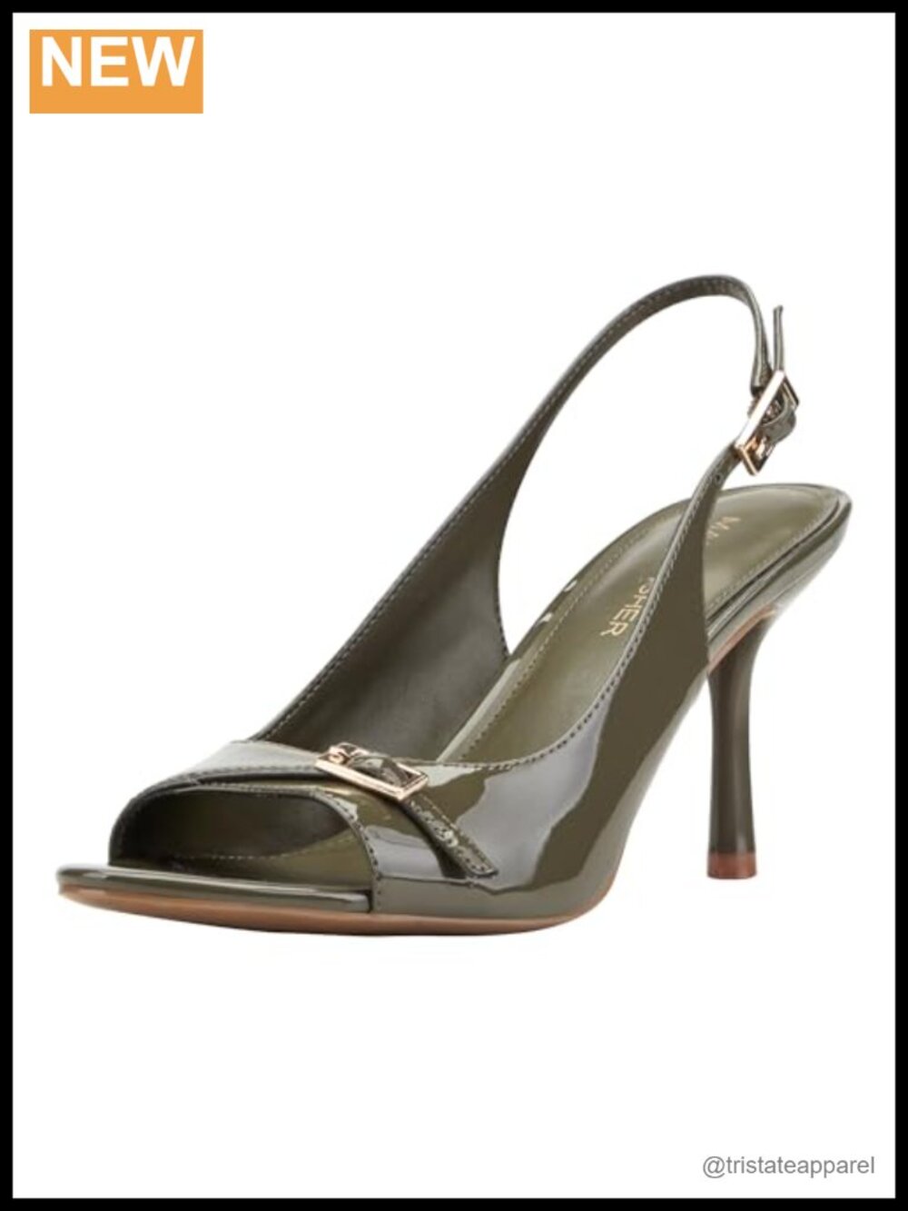 Faux Patent Leather Slingback Peep Toe Stiletto Heel Dress Pump